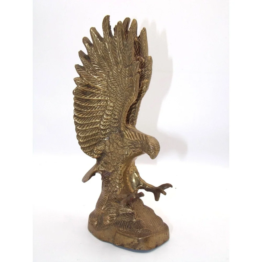 VINTAGE BRASS AMERICAN EAGLE BASE STATUE PAPERWEIGHT IN FLIGHT 9